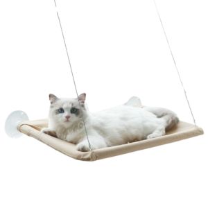 SWEET TIM Window Seat Pet Hammock Bed Bearing 17.5KG Hanging Shelf Cat Hanging Beds Washable Climbing Frame Suction Cup Cat Nest Cat Sleeping