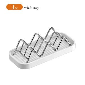 Multi Functional Stainless Steel Soap Holder Household Bathroom Soap Drain Box Wave Shaped Soap Dishwashing Sponge Storage Rack