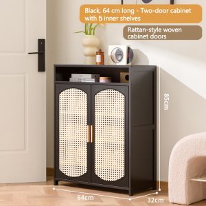 Bamboo Shoe Cabine Shoe rack Shoe Cabinet 2/3/4Doors 7Layers Rattan Door Breathable Bamboo Shoe Cabinet Rack