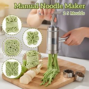 Manual Noodle Maker Stainless Steel Pasta Press Spaghetti Machine Juicer Kitchen Multi Mold