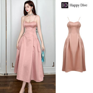 Happy Diva เดรสผู้หญิง เดรสสีชมพู เดรสทรงเอ เดรสสายเดี่ยว เดรสทำงาน เดรสไฮโซ เดรสวินเทจ เดรสออกงาน เดรสปาร์ตี้ ชุดราตรี 6035