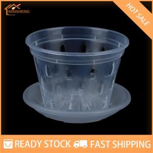 MIH ✨ COD ✨ กระถางปลูกต้นไม้1ชิ้นสำหรับสวนกระถางระบายน้ำพร้อมรูใสกล้วยไม้อุปกรณ์กระถางพลาสติกระบายอากาศได้ดี