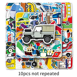 100PCS Transportation Sticker Car Sports Car Racing Engineering Vehicle Taxi Bus Yacht Motorcycle Vehicle Cartoon Sticker