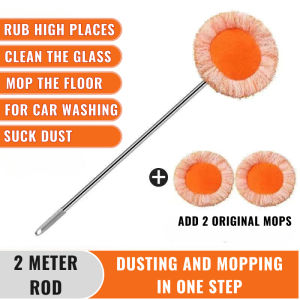 Cleaning mop with extendable long handle 360°  Round Rotatable window cleaning mop Dust mop set multifunctional Lazy Mop for Car CleaningFloor Cleaning Wall Glass and Ceiling adjustable mop sewage Separation Wet and Dry Self Washing sunflower Mop head