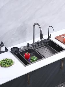 UrbanSpace SG- 304 stainless steel large single groove honeycomb embossed kitchen household left sink sink sink