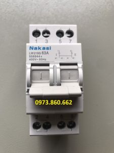 Aptomat đảo chiều 2P 63A Nakasi cầu dao đảo chiều dạng aptomat át đảo chiều 2P 63A