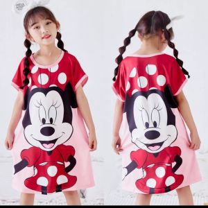 Kids Girl nightdress Short Sleeve Girls Pajamas kartun baju tidur kanak-kanak女儿童卡通睡裙米老鼠