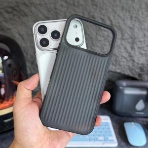 Stripe Corrugated Luggage Pattern Translucent Phone Case For iPhone 17 Air 16 15 14 13 12 Pro Max Frosted Matte Hard Cover Funda
