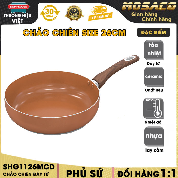 Chảo chiên chống dính Ceramic đáy từ Sunhouse SHG1126MCD 26CM Chảo xào ...