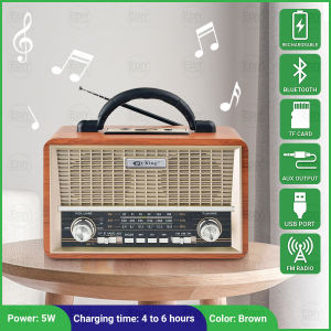 PU XING Classical Antique Vintage Retro FM Radio Rechargeable Bluetooth USB TF MP3 Music Player Speaker Wooden Meier Audio Ediyonline Ediy