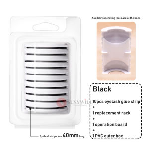 10 pcs/kotak bulu mata gam jalur boleh diguna semula pelekat diri bebas gam palsu bulu mata Makeup membantu alat kalis air hitam telus Lash pita lembut