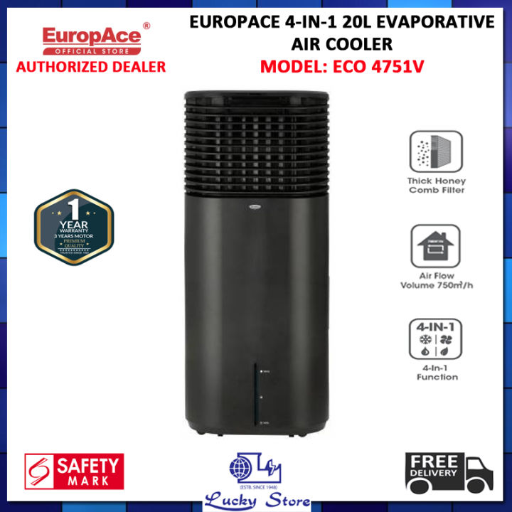 EUROPACE ECO 4751V 4IN1 20L EVAPORATIVE AIR COOLER, TOUCH PANEL WITH