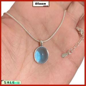 Follow Get New[Bloom Z] Simple Retro Oval Aquamarine Pendant Necklace For Women Girls Luxury Snake Chain Necklace Fashion Temperament Jewelry Gifts