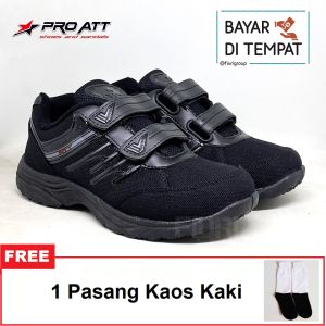 FIURI - PRO ATT - OR V 30-37 FULL HITAM - SEPATU SNEAKERS PEREKAT KANVAS SOL KARET ANAK KECIL LAKI-LAKI - SEPATU PEREKAT KETS FASHION TRENDY - SEPATU SEKOLAH TK SD KRETEKAN COWOK MURAH PROMO DISKON BONUS KAOS KAKI