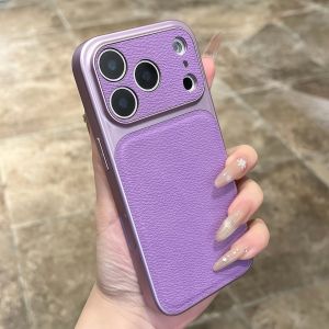 Vỏ điện thoại kết cấu da mờ nguyên bản cho iPhone 17 16 15 14 13 Pro Max Bảo vệ máy ảnh Vỏ chống va đập chống trượt