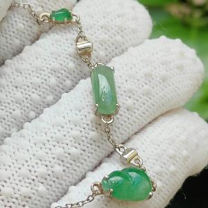 🌱🌀 Wealth & Balance | Five-Element Jadeite Jade Silver Bracelet (Sku: s925b8)