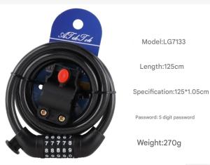 New High-Quality Steel Wire Cable Bike Lock with 5-Digit Combination for Mountain Bikes