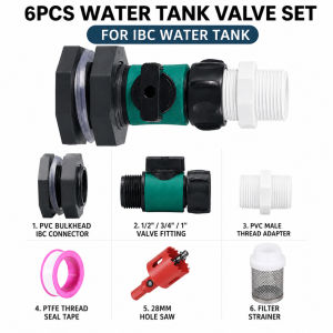 3/4 Inch Rain Barrel Faucet Kit Water Tank Spigot PVC Tap Fitting with Tape Garden Aquarium Use