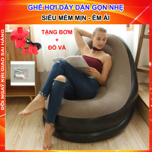 [TẶNG BƠM ĐIỆN + BẢO HÀNH ĐỔI TRẢ FREE] Ghế Hơi Tựa Lưng Bọc Nhung Mềm Mịn Êm Ái Có Đệm Hơi Lót Chân Cao Cấp - Ghế tựa lưng bọc nhung intex