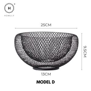 Homlly Black Wire Fruit Storage Basket