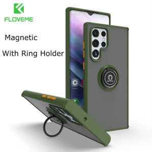 FLOVEME Magnetic Armor Phone Case For Samsung S23 S22 S21 Ultra S23 S22 S21 Plus With Ring Holder TPU Shockproof Back Cover For Samsung S23 S22 S21