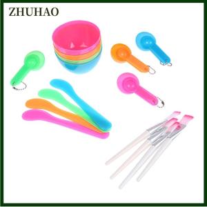 ZHUHAO 4ชิ้น เซ็ตหน้ากากแปรงใบหน้าชามช้อนชุดหน้ากากแปรงบาร์ DIY Beauty Tools