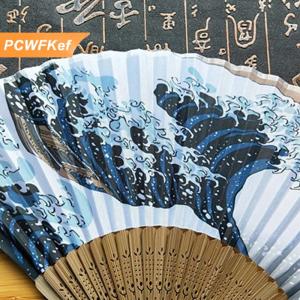 【PCWFKef】 Vinatge sóng Fan xách tay gấp Fan Pocket Fan Đối với trang trí tiệc cưới khiêu vũ biểu diễn Quà Tặng