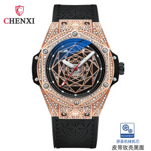 Chenxi CX-8850 Nam Quay Số Lớn Tự Động Chống Nước Đồng Hồ Cơ Trong Suốt