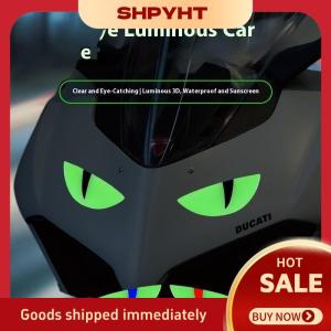 SHPYHT Sáng 3D Quỷ Mắt Mèo mắt Thiết kế xe máy Sticker Glowing Đèn pha decal cho xe tay ga trang trí
