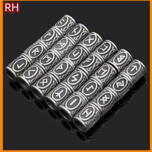 🔥🔥🔥ranghe 24 pcs Viking Runes Set Loose Beads Spacer Beads For Hair Braid Dreadlock Beads DIY Jewelry Making