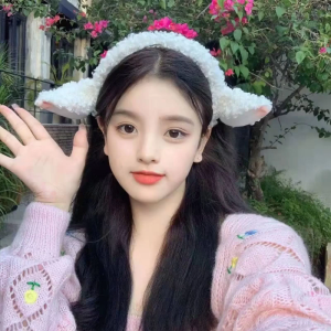 Hoạt hình rửa mặt Headband chống trượt Fluffy lông cừu Hoop động vật bằng Nhung Tai headdress Mũ động vật