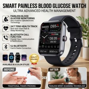 Sport Fitness Watch Blood Glucose Smart Watch Bluetooth Calling Touch Screen Waterproof Health Monitoring Wristwatch Practical Daily Option