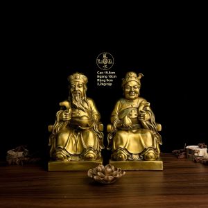 Cặp Thổ Công Thổ Bà - Tượng Đồng Thờ Cúng Cao Cấp - Đồ Đồng Mỹ Nghệ