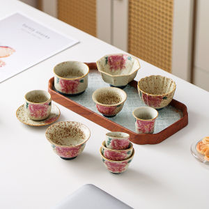 牡丹花青花火石红描金茶杯高档个人专用品茗杯单杯茶具陶瓷主人杯