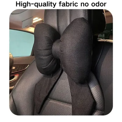 PLOKSTORE 2025 New Arrival Butterfly Shape Car Headrest Pillow Cotton Neck Cushion Ribbon Streamer Universal Fit for Perodua Proton Toyota Honda Automotive Interior Accessories Travel Rest Comfort Ergonomic Support Gift for Drivers