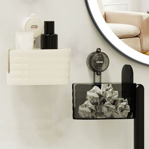 CHENJIE ติดผนัง ที่จัดระเบียบผ้าเช็ดหน้าแบบดูด ถอดออกได้ พลาสติก กล่องเก็บผ้าเช็ดตัว แฟชั่น พร้อมไม้ถูพื้นแบบถือ ถังเก็บน้ำที่มีระบบระบายน้ำ สำหรับบ้าน