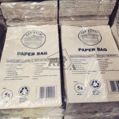 Borong!!! Beg kertas 4s 5s 6s (100pcs ±)-Brown- 3 saiz beg kertas kraf/beg hadiah/beg pisang goreng/beg ayam gorengWHOLESALE !!! Paper Bag 4s 5s 6s (100pcs±)-Brown- 3size Craft Paper Bag /Gift Bag / Fried Banana Bag/Fried Chicken Bag
