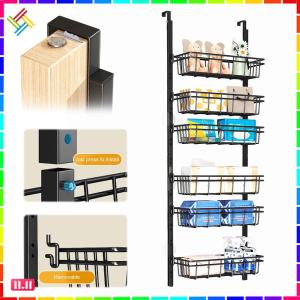 6-Tier Over The Door Pantry Organizer Space-Saving Metal Hanging Door Organizer Large Capacity Behind The Door Shelf for Kitchen Laundry Room Bathroom