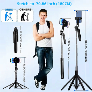1800mm Bluetooth Wireless Selfie Stick Tripod Extendable Monopod Remote Shutter For iPhone Samsung Xiaomi Phone Holder2026