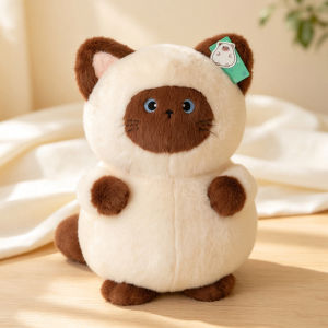 Chubby Cartoon Siamese Cat Plush Toys Soft Stuffed Cuddly Kitten Doll Cozy Warm Hugging Doll Kawaii Home Decor Kids Gift