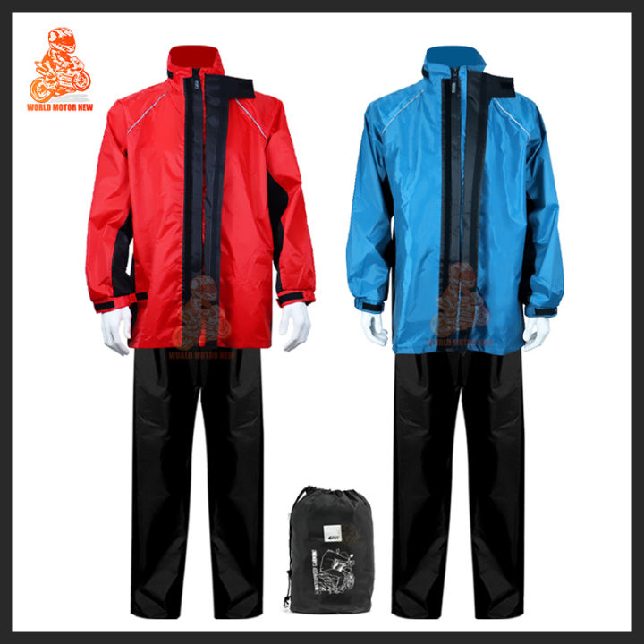 GIVI RRS08 Raincoat SET S 6XL Suit Rainproof Universal Motorcycle Plus Riding 2 Layer Rainsuit Lazada PH