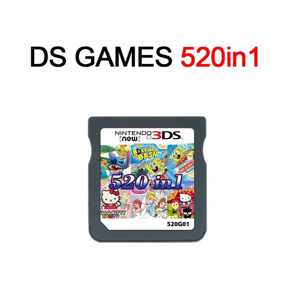 520in1 Game Card for Nintendo DS 3DS, Multi-Game Cartridge for Classic  Console Gaming