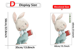 สีน้ำการ์ตูนกระต่ายสติ๊กเกอร์ติดผนังเด็กเนอสเซอรี่สติ๊กเกอร์ติดผนังสำหรับเด็กห้องนั่งเล่นห้องนอนตกแต่งบ้านกระต่ายสติ๊กเกอร์ PVC