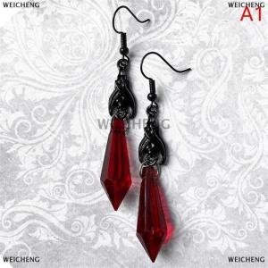 [COD] WEICHENG Black Bat Earrings with Red Teardrop Beads Earrings Gothic JewelryAlternative JewelryGothic Gift for HerBat LoverHalloween