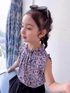2022 NEW Childrens Fashion 2PCS（Blouses+Shorts）High Quality Korean Style Shorts for Kids Girl Casual Clothes 3 To 4 To 5 To 6 To 7 To 8 To 9 To 10 To 11 To 12 Year Old Blou