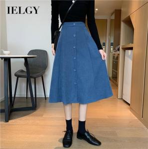IELGY Mid-length Slim A-line Trendy Womens skirt High waist Fashion Half-length Versatile Simple