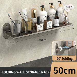 🌟SG STOCK🌟No-drill bathroom shelf foldable bathroom storage rack wall-mounted bathroom organizer toilet partition shelf