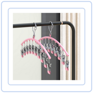 【Pure Care】 Premium Windproof Sock Drying Hanger Stainless Steel Non-marking Clips Clothes Underwear Plastic Drying Rack