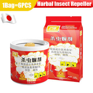 6PCS Herbal Insect Repellet Japan Smoke Repller Smoke Bomb Insect Killer Cockroaches Mosquitoes Flies Lice Fleas Mice Spiders and Other Insect Killers Strong Household Indoor Safe and Harmless Smoke Insecticide