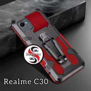 Case Untuk Realme C30 New Casing Hp Kickstand Armor Belt Clip Terbaru